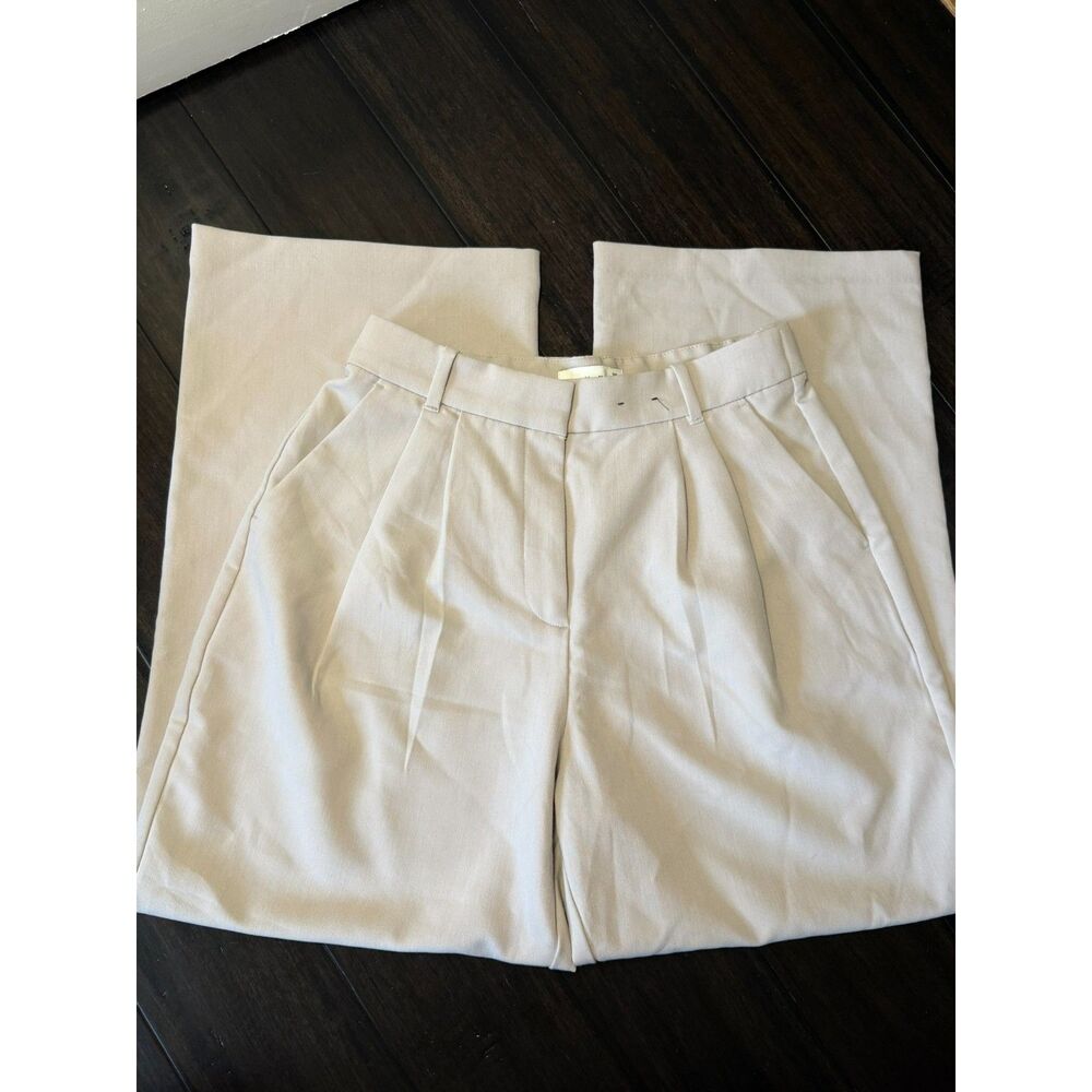 Abercrombie Curve Love Sloane Tailored Pant 29 Short Beige Wide Leg Trousers